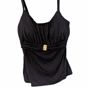 Coco Reef Black Bra-Size Tankini Top Gold Hardware 40DD